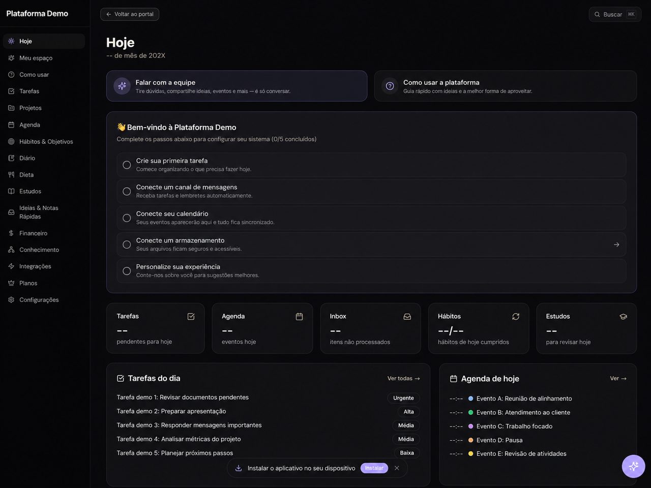 Portify lifeos — Hoje