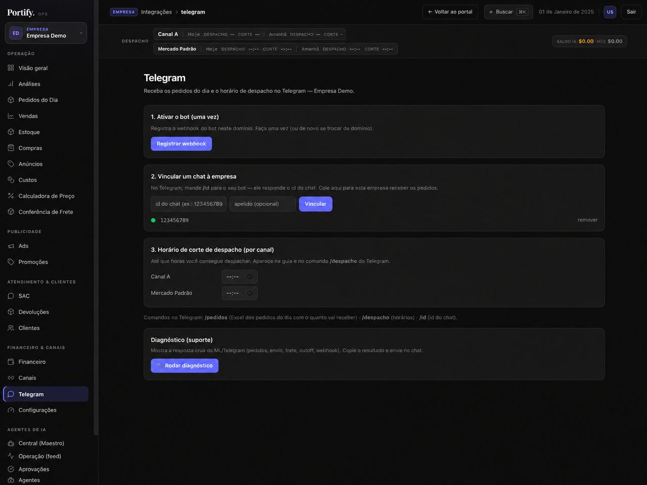 Portify ops — Telegram